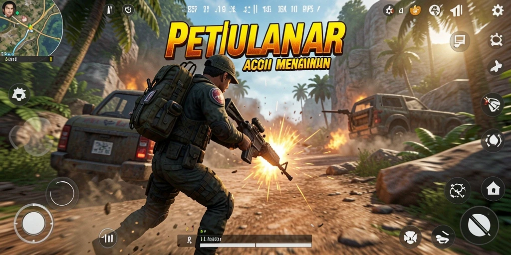 Screenshot gameplay 93337 menampilkan aksi tembak-menembak yang intens.