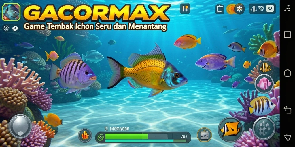 Tampilan gameplay GACORMAX dengan aksi tembak ikan yang mendebarkan.