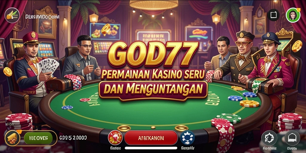 Tampilan gameplay GOD77 yang menarik dan penuh aksi kasino.