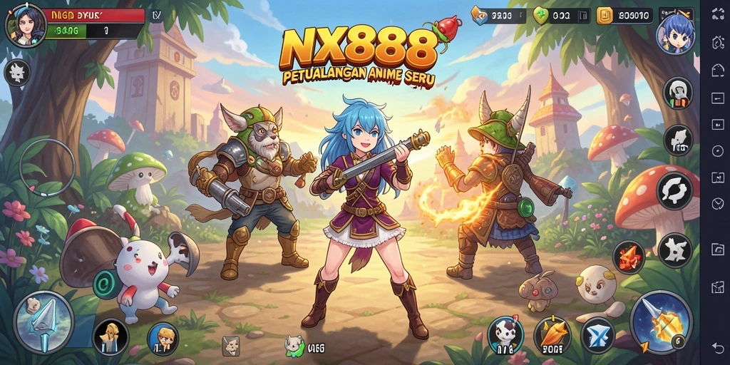 Screenshot NX888 menampilkan aksi dinamis dalam dunia anime.