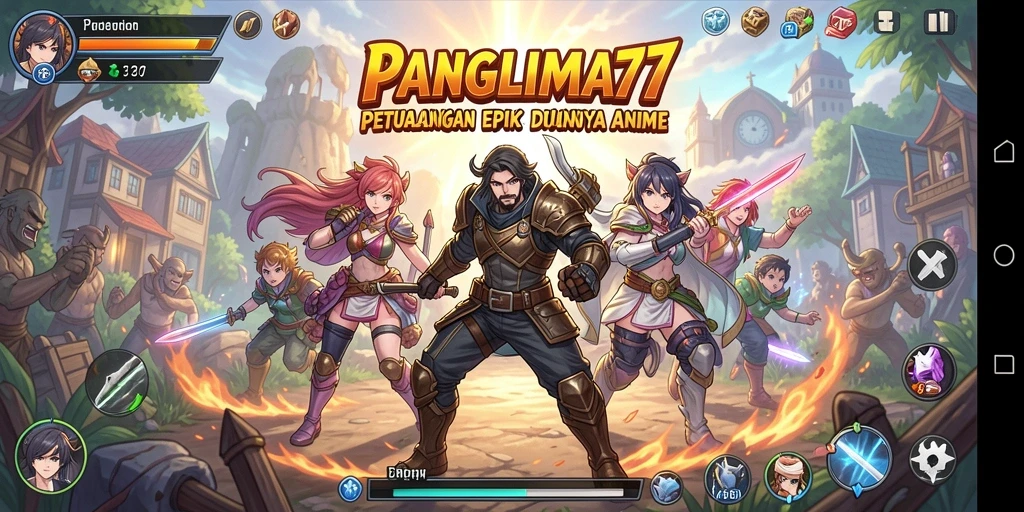 Tampilan utama gameplay PANGLIMA77 dengan karakter anime yang menarik.