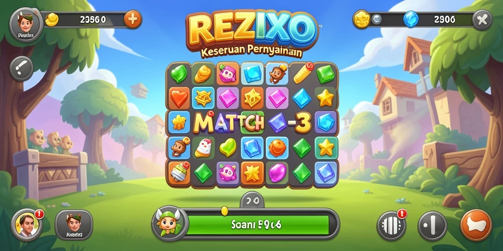 Tampilan gameplay seru dan warna-warni dalam REZIXO.