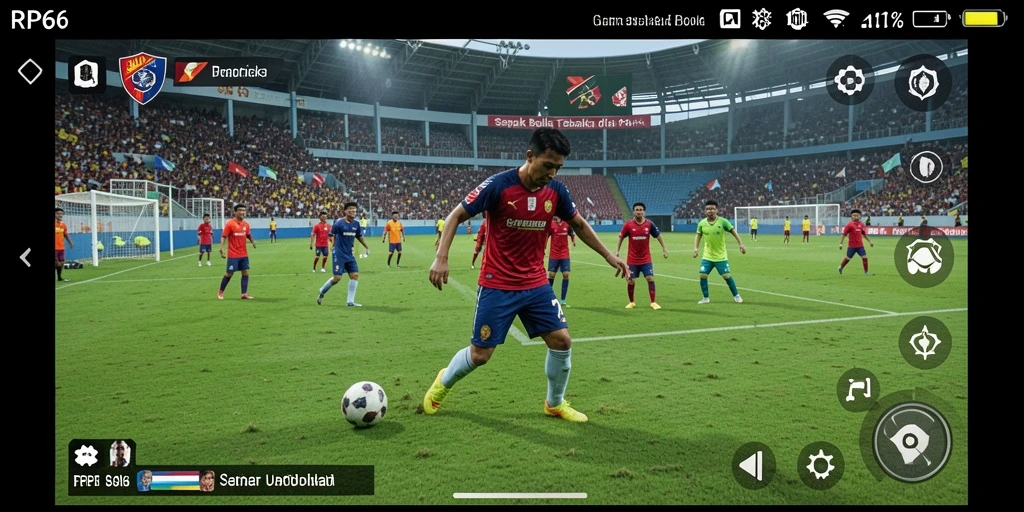 Tampilan gameplay RP66 yang seru dan mendebarkan dalam pertandingan sepak bola.